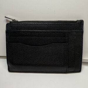 Coach Pebbled Leather Zippered Card Case In Black